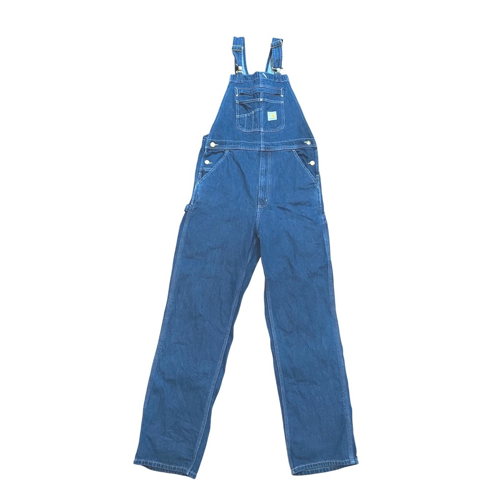Carhartt Denim Bib Overalls Mens 32x34 Blue Cotton Loose Fit Workwear Gorpcore